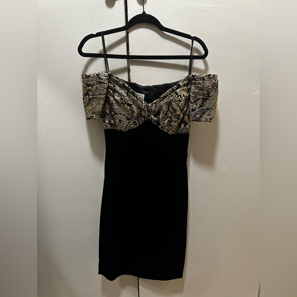 Vintage 80s Scott McClintock Gold Dress